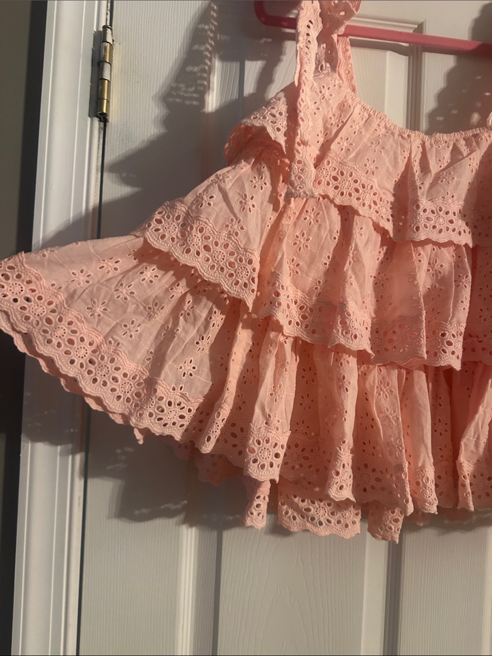 Petal & Pup Peach Eyelet Tiered Ruffle Tank - Picture 4 of 6